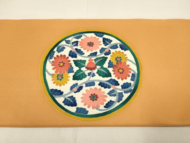平和屋着物●本加賀友禅作家　木村雨山　塩瀬　九寸名古屋帯　花絵皿文　正絹　逸品　DABD2103du