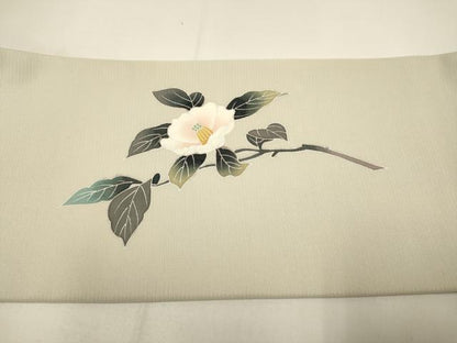 平和屋着物●九寸名古屋帯　友禅　作家物　枝椿　正絹　逸品　DABD2104du