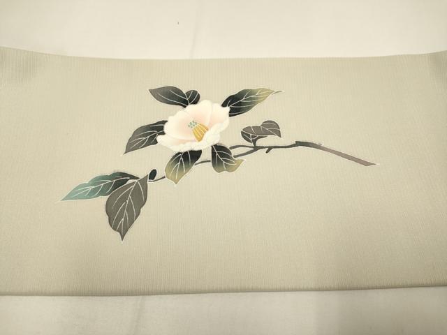 平和屋着物●九寸名古屋帯　友禅　作家物　枝椿　正絹　逸品　DABD2104du
