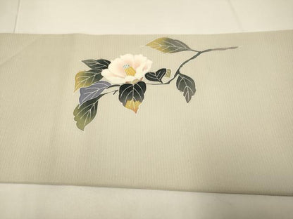 平和屋着物●九寸名古屋帯　友禅　作家物　枝椿　正絹　逸品　DABD2104du