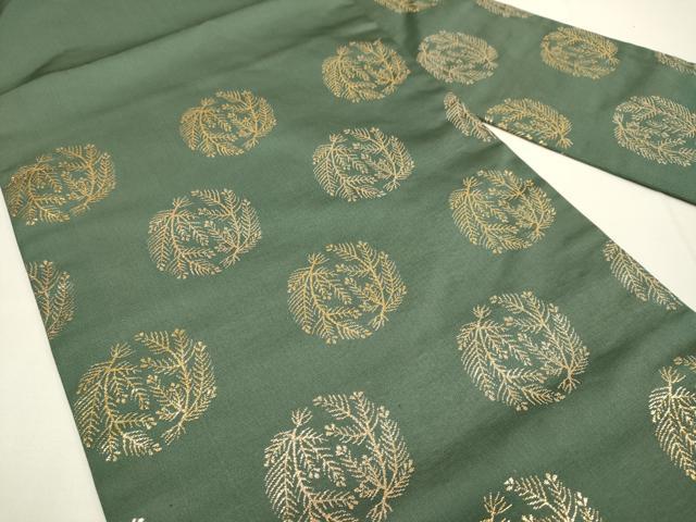 平和屋着物●九寸名古屋帯　松葉丸文　金糸　正絹　逸品　DABD2106du