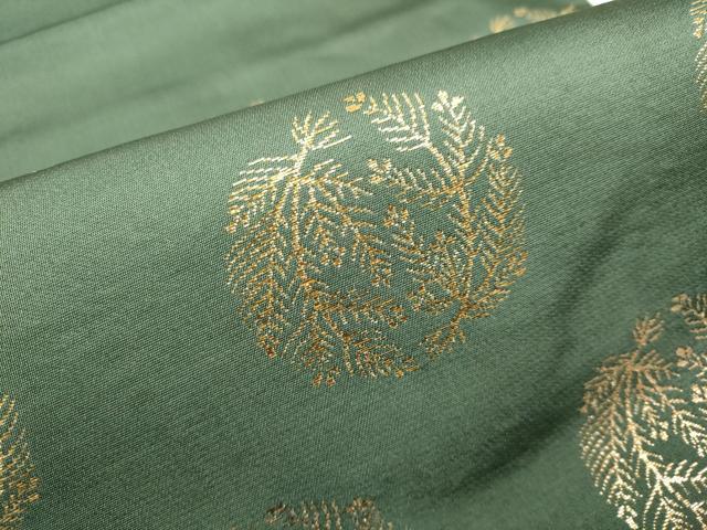 平和屋着物●九寸名古屋帯　松葉丸文　金糸　正絹　逸品　DABD2106du