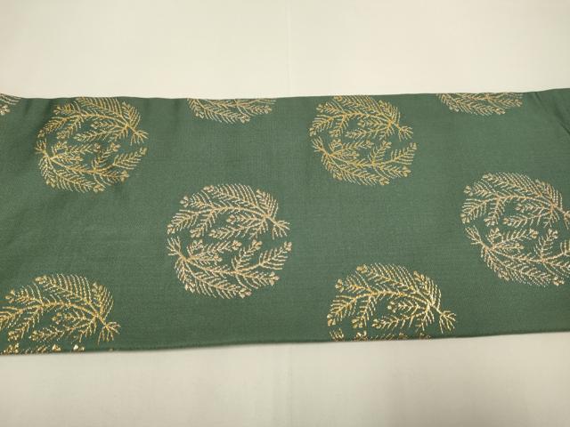 平和屋着物●九寸名古屋帯　松葉丸文　金糸　正絹　逸品　DABD2106du