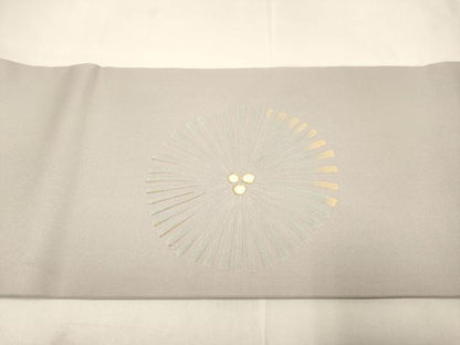 平和屋着物●塩瀬　九寸名古屋帯　松葉文　金彩　正絹　逸品　DABD2127du
