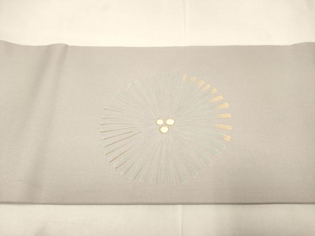 平和屋着物●塩瀬　九寸名古屋帯　松葉文　金彩　正絹　逸品　DABD2127du