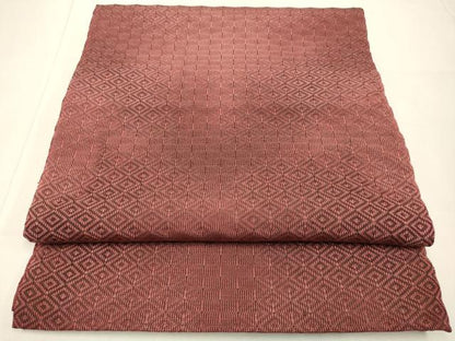 平和屋着物●八寸名古屋帯　菱文　正絹　逸品　DABD2130du