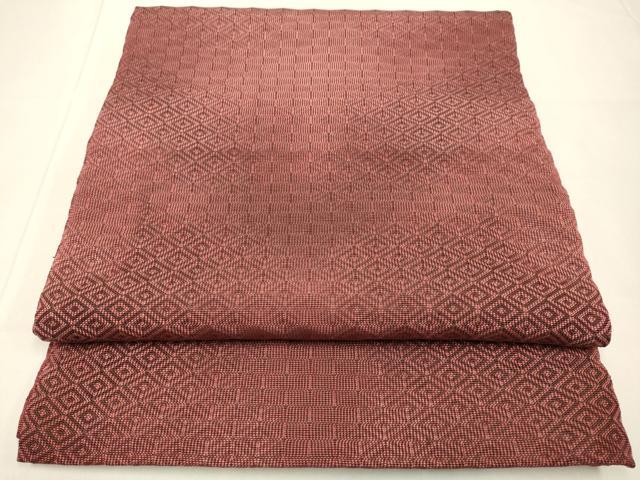 平和屋着物●八寸名古屋帯　菱文　正絹　逸品　DABD2130du