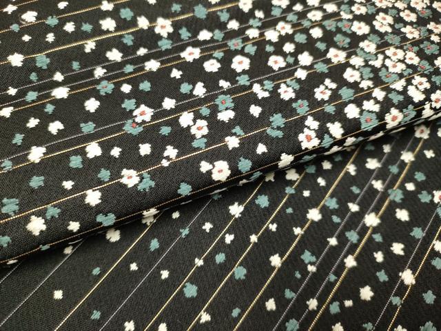 平和屋着物●本場筑前博多織 八寸名古屋帯 小花柄 黒地 金糸 松装織物謹製 証紙付き 正絹 逸品 未使用 DABD2132du