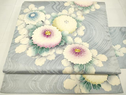 平和屋着物●鎌倉友禅　坂井教人　日本工芸会正会員　九寸名古屋帯　駒刺繍　流水菊文　金銀彩　正絹　逸品　DABD2133du