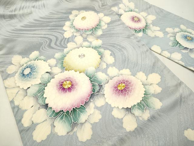 平和屋着物●鎌倉友禅　坂井教人　日本工芸会正会員　九寸名古屋帯　駒刺繍　流水菊文　金銀彩　正絹　逸品　DABD2133du
