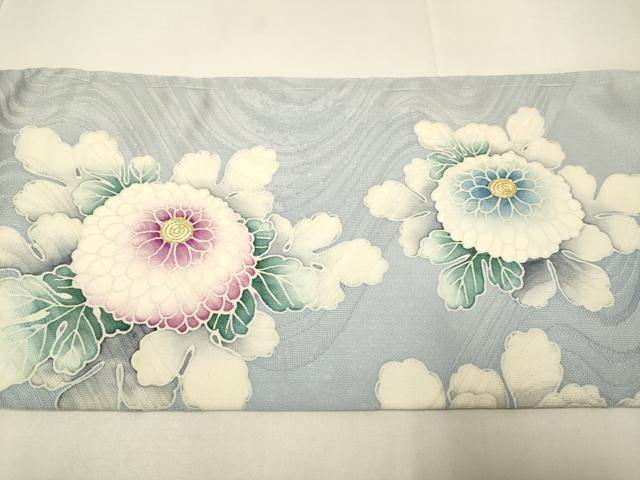 平和屋着物●鎌倉友禅　坂井教人　日本工芸会正会員　九寸名古屋帯　駒刺繍　流水菊文　金銀彩　正絹　逸品　DABD2133du