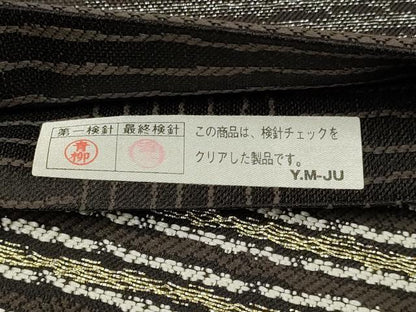 平和屋着物●六通柄袋帯　横段文　金銀糸　正絹　逸品　DABD2137du