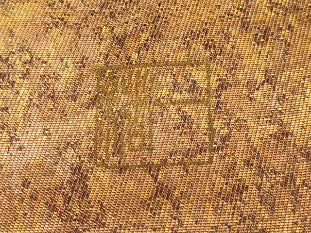平和屋着物●太鼓柄袋帯　作家物　松葉文　金彩　引箔　正絹　逸品　DABD2147du