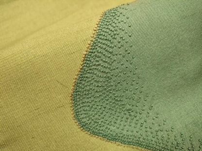 平和屋着物●中国三大刺繍　相良刺繍　太鼓柄袋帯　紬地　抽象文様　正絹　逸品　DABD2149du