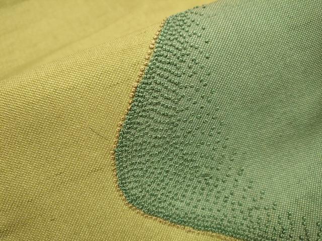 平和屋着物●中国三大刺繍　相良刺繍　太鼓柄袋帯　紬地　抽象文様　正絹　逸品　DABD2149du