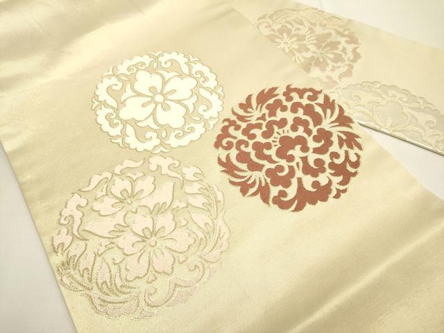平和屋着物●西陣　川島織物　九寸名古屋帯　花丸文　金糸　正絹　逸品　DABD2199du
