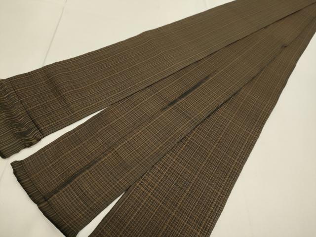 平和屋着物●男性　本場筑前博多織　角帯　格子　正絹　逸品　DABD2211du