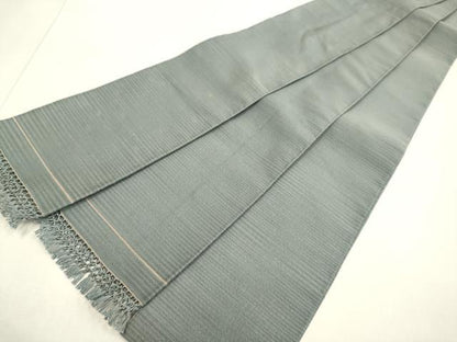 平和屋着物●男性　爪掻き本綴れ　角帯　濃い錫色　正絹　逸品　DABD2221du