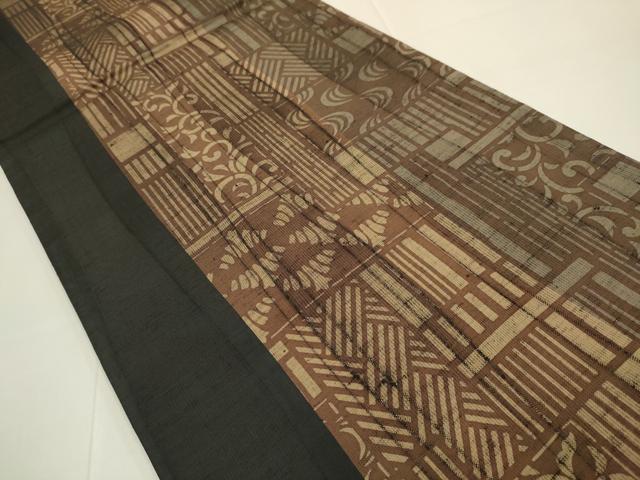平和屋着物●両面　全通柄袋帯　紬地　柿しぶ染　吉祥間道　正絹　逸品　DABD2231du