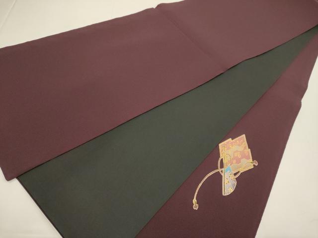 平和屋着物●太鼓柄袋帯　松皮菱扇花文　金彩　鬼しぼ縮緬　正絹　逸品　DABD2233du