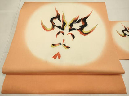 平和屋着物●塩瀬　九寸名古屋帯　隈取り　金彩　正絹　逸品　DABD2242du