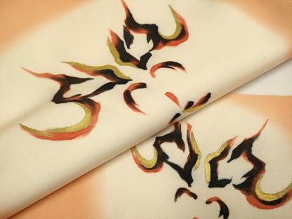 平和屋着物●塩瀬　九寸名古屋帯　隈取り　金彩　正絹　逸品　DABD2242du