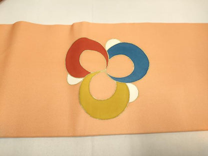 平和屋着物●塩瀬　九寸名古屋帯　隈取り　金彩　正絹　逸品　DABD2242du