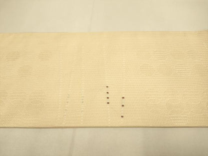 平和屋着物●九寸名古屋帯　変わり横段文　銀糸　正絹　逸品　DABD2252du