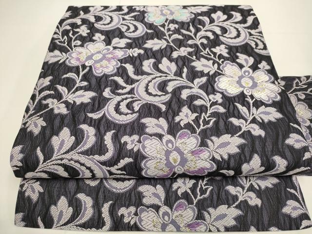 平和屋着物●九寸名古屋帯　唐織　洋花文　金糸　正絹　逸品　DABD2264du