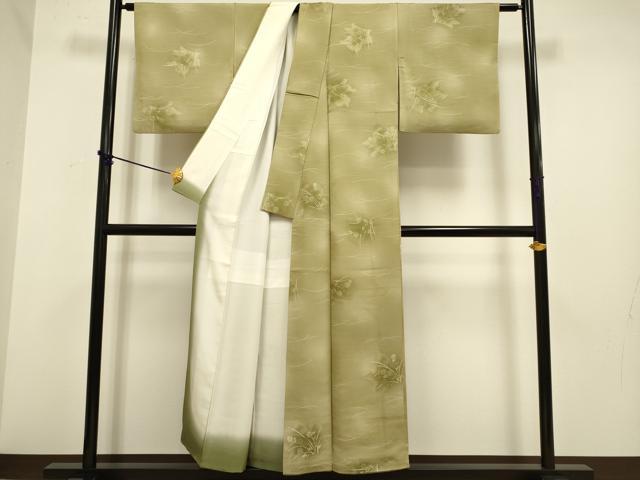 平和屋着物■上質な小紋 地紋起こし 草花文 暈し染め 正絹 逸品 DABD2285du