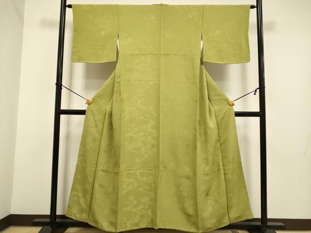 平和屋着物■上質な色無地 竜田川地紋 梅幸茶色 正絹 逸品 未使用 DABD2287du