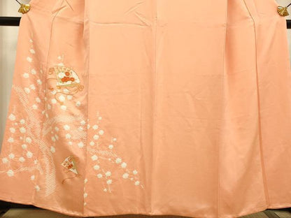 平和屋着物■訪問着 絞り 刺繍 檜扇花文 正絹 逸品 DABD2297du