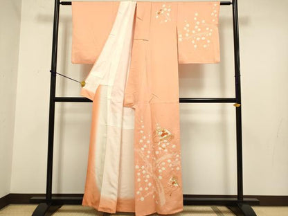 平和屋着物■訪問着 絞り 刺繍 檜扇花文 正絹 逸品 DABD2297du