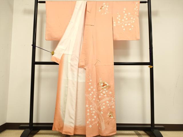 平和屋着物■訪問着 絞り 刺繍 檜扇花文 正絹 逸品 DABD2297du
