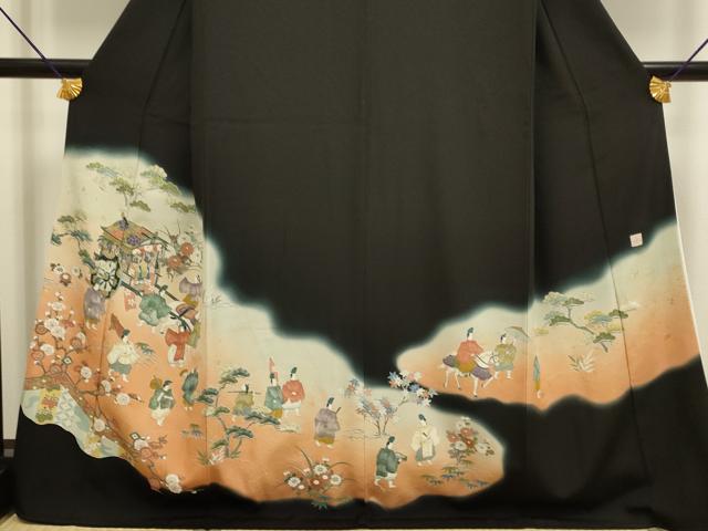 平和屋着物■豪華黒留袖 作家物 寿光織 人物風景文 暈し染め 正絹 逸品 DABD2301du