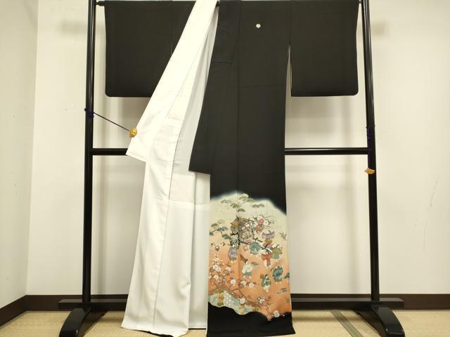 平和屋着物■豪華黒留袖 作家物 寿光織 人物風景文 暈し染め 正絹 逸品 DABD2301du