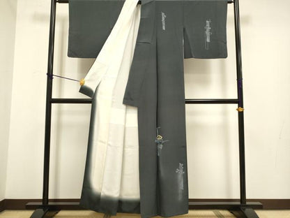 平和屋着物■訪問着 刺繍 草花文 暈し染め 正絹 逸品 DABD2303du