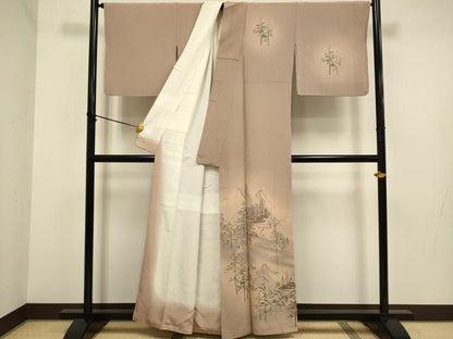 平和屋着物■訪問着 作家物 流水風景文 暈し染め 金銀彩 正絹 逸品 DABD2306du