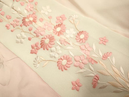 平和屋着物■長襦袢 袷 半衿刺繍 流水花文 暈し染め 正絹 逸品 DABD2313du