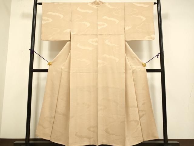 平和屋着物■上質な色無地 雲取吉祥地紋 濃い雄黄色 正絹 逸品 DABD2336du