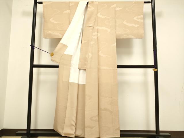 平和屋着物■上質な色無地 雲取吉祥地紋 濃い雄黄色 正絹 逸品 DABD2336du