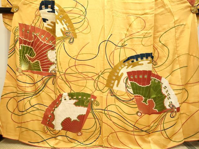 平和屋着物■豪華振袖 駒刺繍 檜扇文 金彩 正絹 逸品 DABD2344du