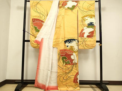 平和屋着物■豪華振袖 駒刺繍 檜扇文 金彩 正絹 逸品 DABD2344du