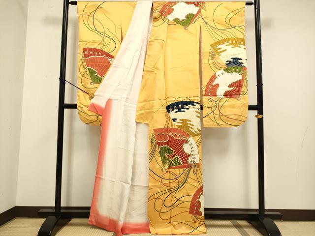 平和屋着物■豪華振袖 駒刺繍 檜扇文 金彩 正絹 逸品 DABD2344du