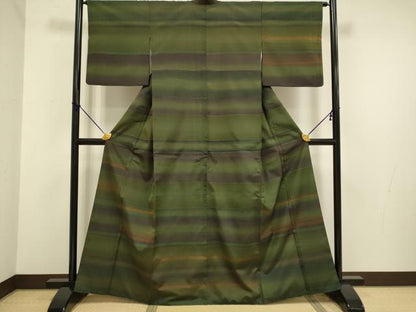 平和屋着物■訪問着 本場染大島紬 横段文 正絹 逸品 DABD2360du