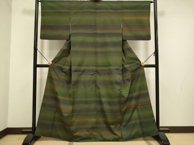平和屋着物■訪問着 本場染大島紬 横段文 正絹 逸品 DABD2360du