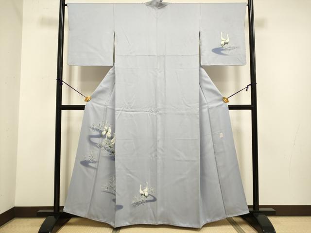 平和屋着物■訪問着 作家物 流水群鶴 暈し染め 正絹 逸品 DABD2365du