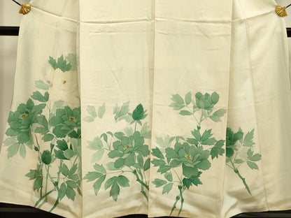 平和屋着物■訪問着 手描き 牡丹文 正絹 逸品 DABD2384du