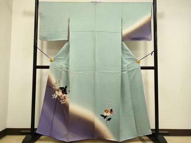 平和屋着物■訪問着 手描き 枝花文 暈し染め 正絹 逸品 DABD2397du