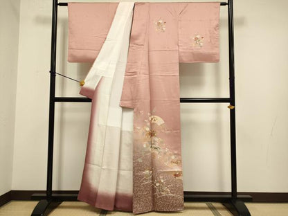 平和屋着物■訪問着 扇面吉祥花文 暈し染め 金銀彩 正絹 逸品 DABD2409du